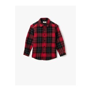 Koton Boy Red Classic Collar Checked Long Sleeve Shirt