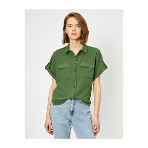 Koton Women's Green Pocket Detailed Shirt
