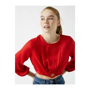 Koton Crew Neck Long Sleeve Ring Detailed Blouse