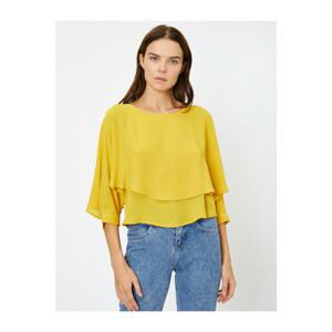 Koton Women's Yellow Long Sleeve Ruffle Blouse