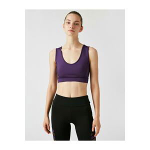 Koton Women's Purple Ebru Salli Loves Sports Bra