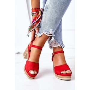 Sandals On A Block Heel And A Platform Red Maggie