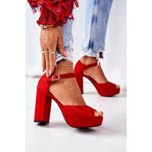 Suede High Heel Sandals Red Silvia