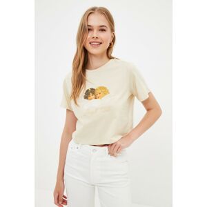 Trendyol Stone Printed Crop Knitted T-Shirt