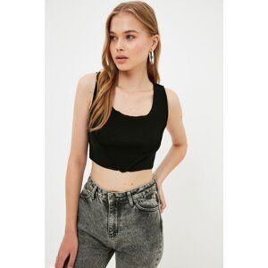 Trendyol Black Crop Knitted Blouse