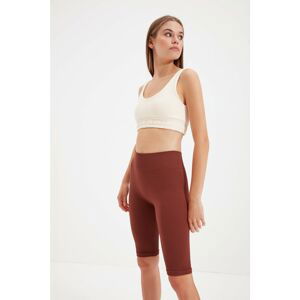 Trendyol Brown Seamless Ribbed Biker Sport Leggings