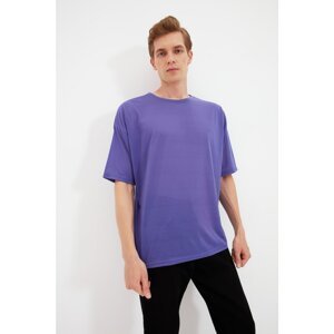 Trendyol Dark Purple Basic Men's Crew Neck Oversize Short Sleeve T-Shirt