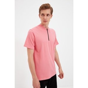 Trendyol Dried Rose Men's Zippered T-Shirt