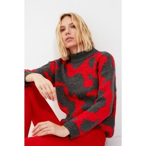 Trendyol Anthracite Jacquard Stand Up Knitwear Sweater