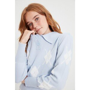 Trendyol Light Blue Polo Collar Knitwear Sweater