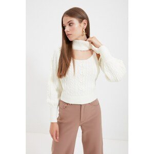 Trendyol Ecru Knitted Detailed 2-Piece Knitwear Sweater