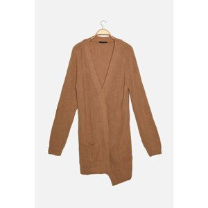 Trendyol Camel Men Regular Pocket Long Knitwear Cardigan