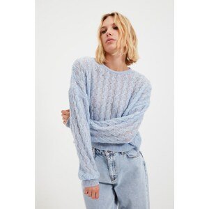 Trendyol Light Blue Crop Knitwear Sweater
