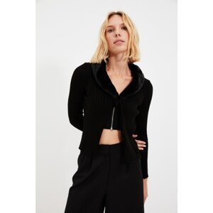 Trendyol Black Zipper Detailed Knitwear Cardigan