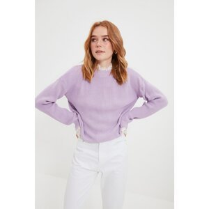 Trendyol Lilac Lace Detailed Knitwear Sweater