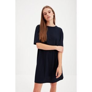 Trendyol Navy Blue-Khaki Crew Neck Knitted Dress