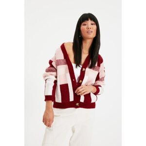 Trendyol Claret Red Jacquard Knitwear Cardigan