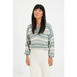 Trendyol Mint Openwork Jacquard Knitwear Sweater