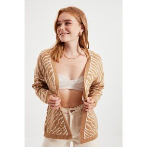 Trendyol Camel Jacquard Knitwear Cardigan