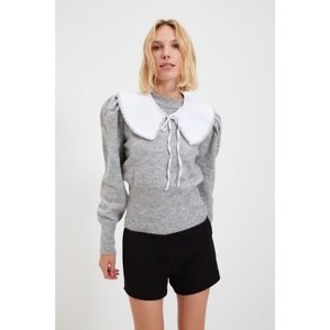 Trendyol Gray Collar Detailed Knitwear Sweater