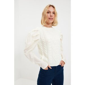 Trendyol Ecru Garni Detailed Knitwear Sweater