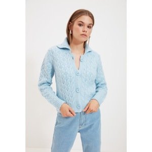 Trendyol Blue Knitted Detailed Buttoned Knitwear Cardigan