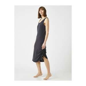 Koton Women's Gray Pleated Sleeveless Nightgown