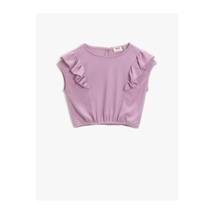 Koton Girl Lilac Ruffle Blouse Crew Neck