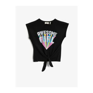 Koton Girl BLACK Printed T-Shirt Cotton