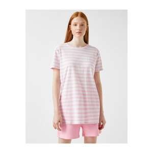 Koton Women's Pink Striped T-Shirt