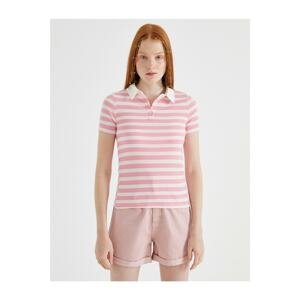 Koton Women's Pink Striped T-Shirt