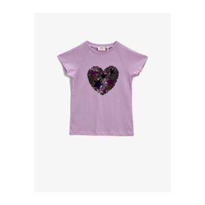 Koton Girl Lilac Sequin T-Shirt Cotton