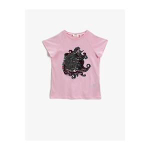 Koton Girl Pink Sequin T-Shirt Cotton