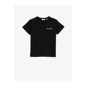 Koton Boy Black Ataturk Printed Cotton T-Shirt