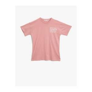Koton Boy Pink Crew Neck Short Sleeve Cotton T-Shirt