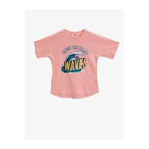 Koton Boy's Pink Printed Crew Neck Short Sleeve Cotton T-Shirt