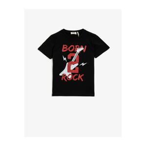 Koton Boy Black Short Sleeve Cotton Crew Neck T-Shirt