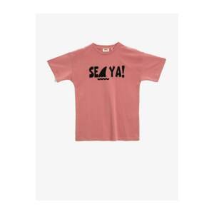 Koton Boy's Pink Crew Neck Cotton T-Shirt