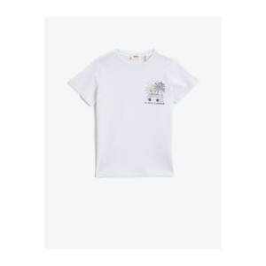 Koton Boy White Crew Neck Cotton T-Shirt