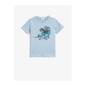 Koton Boy Blue Printed T-Shirt Short Sleeve Crew Neck