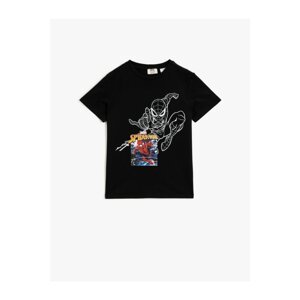 Koton Boy Black Spiderman Licensed Cotton T-shirt