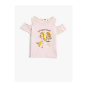 Koton Girl's Pink Printed T-shirt