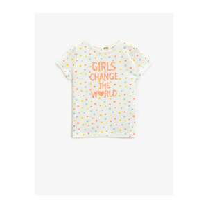 Koton Girl's Ecru Printed T-Shirt