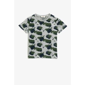 Koton Boys Green Short Sleeve Cotton Camouflage Printed T-Shirt