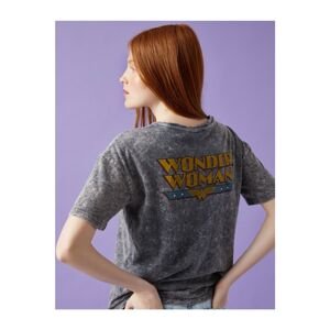 Koton Women's BLACK Wonder Woman T-Shirt Licensed Cotton