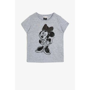 Koton Girl Minnie Licensed Double-Sided Sequin Cotton Soft Short Sleeved T-Shirt