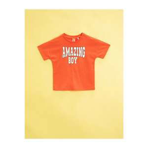 Koton Baby Boy Orange Printed Crew Neck Cotton T-Shirt