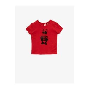 Koton Boy Red Dog Printed Short Sleeve Cotton Crew Neck T-Shirt