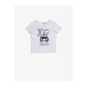 Koton Baby Boy White Short Sleeve Cotton Crew Neck T-Shirt