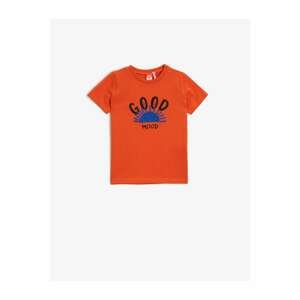 Koton Baby Boy Orange Printed T-Shirt Cotton Short Sleeve